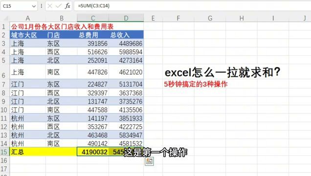 电子表格求和怎么用（excel怎么一拉就求和？5秒钟搞定的3种操作！）(图2)